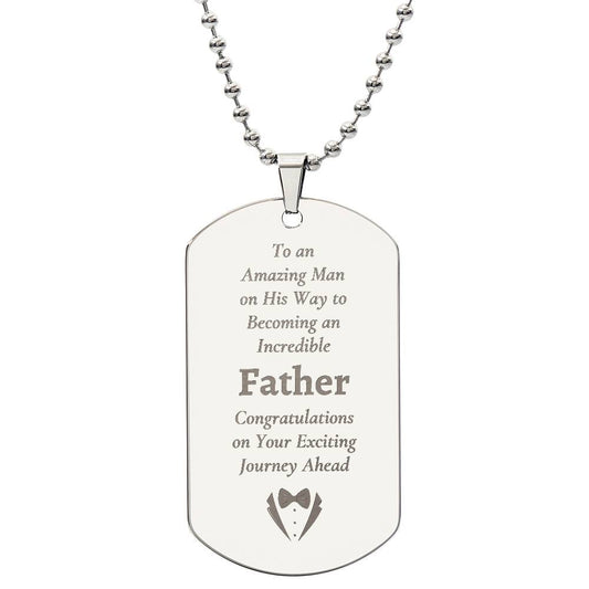 Non-Message Card Engraved Dog Tag Necklace | To An Amazing Dad