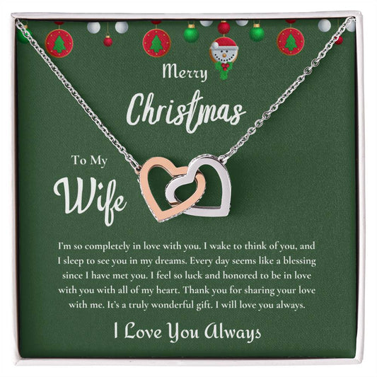 Interlocking Hearts Necklace (Yellow & White Gold Variants) | Merry Christmas | To My Wife