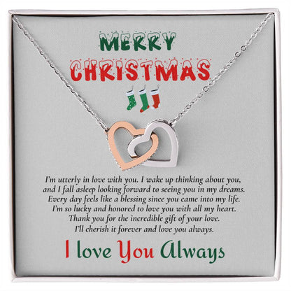 Interlocking Hearts Necklace (Yellow & White Gold Variants) | Merry Christmas