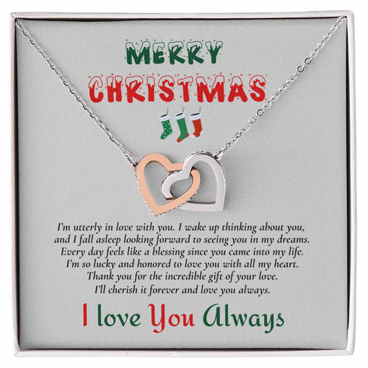 Interlocking Hearts Necklace (Yellow & White Gold Variants) | Merry Christmas