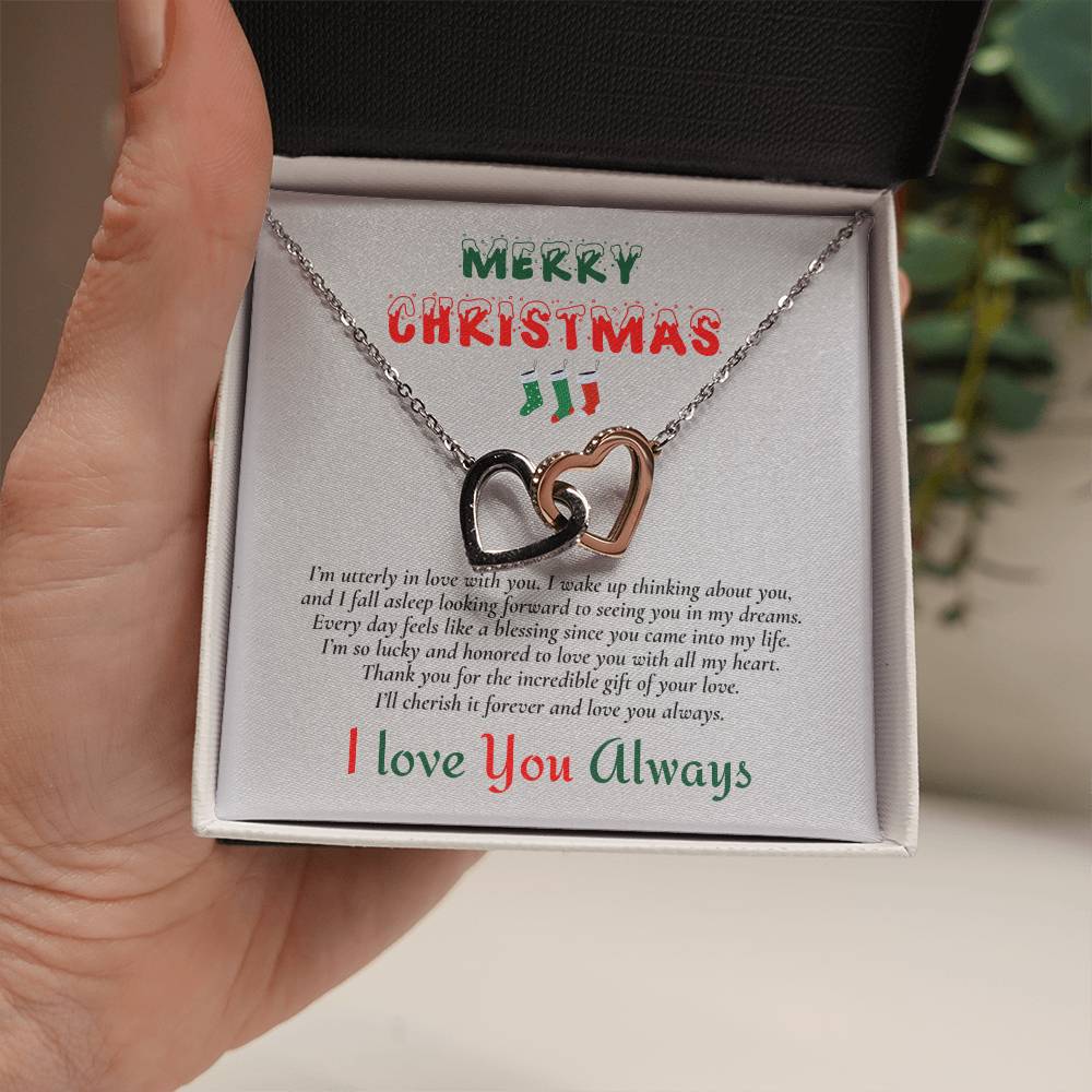 Interlocking Hearts Necklace (Yellow & White Gold Variants) | Merry Christmas