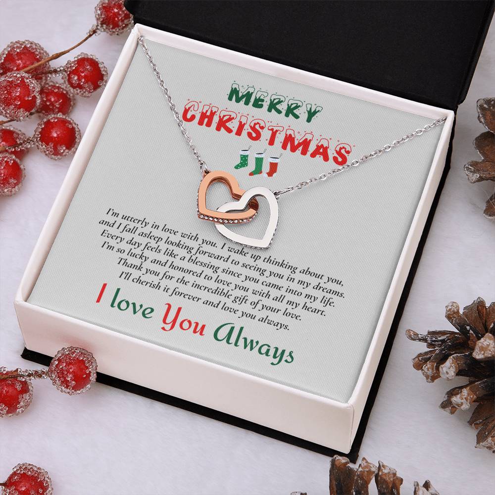 Interlocking Hearts Necklace (Yellow & White Gold Variants) | Merry Christmas