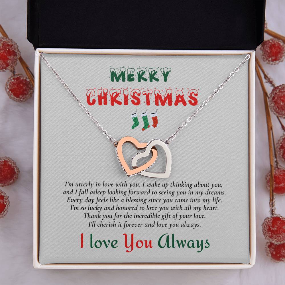 Interlocking Hearts Necklace (Yellow & White Gold Variants) | Merry Christmas