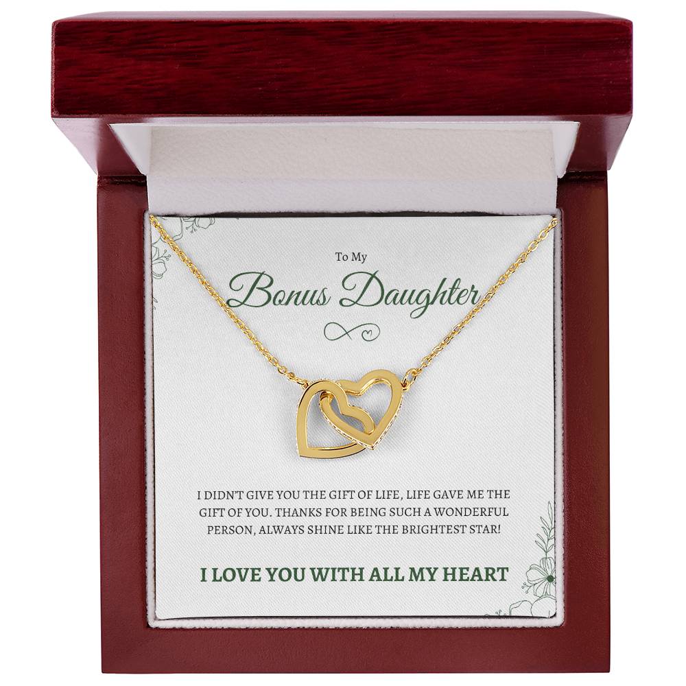 To MY Bonus Daughter | To My Daughter | Interlocking Hearts Necklace