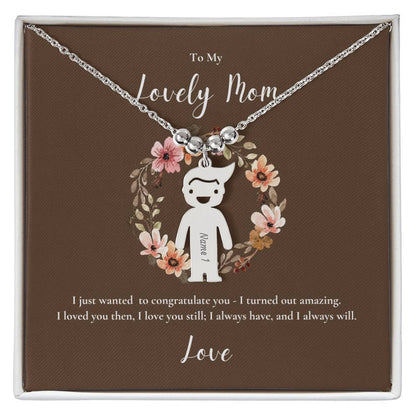 Engraved Kid Charm Necklace | To My Lovely Mom