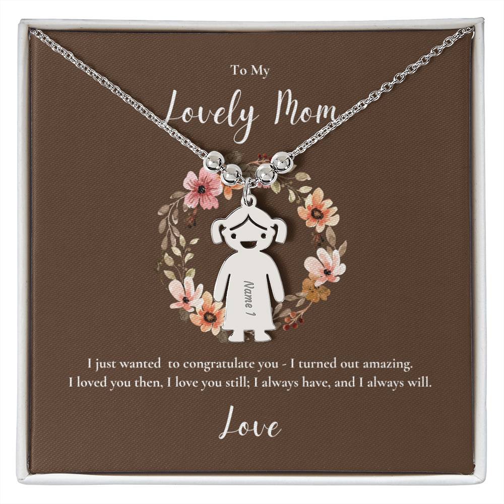 Engraved Kid Charm Necklace | To My Lovely Mom