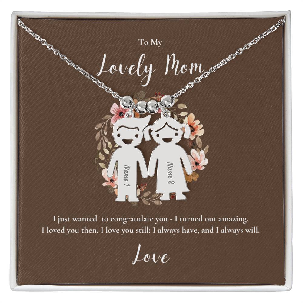 Engraved Kid Charm Necklace | To My Lovely Mom