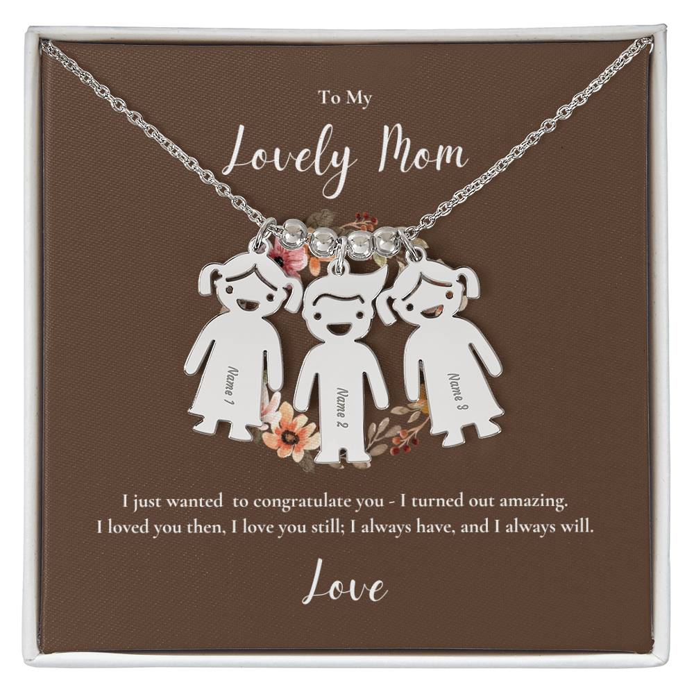 Engraved Kid Charm Necklace | To My Lovely Mom