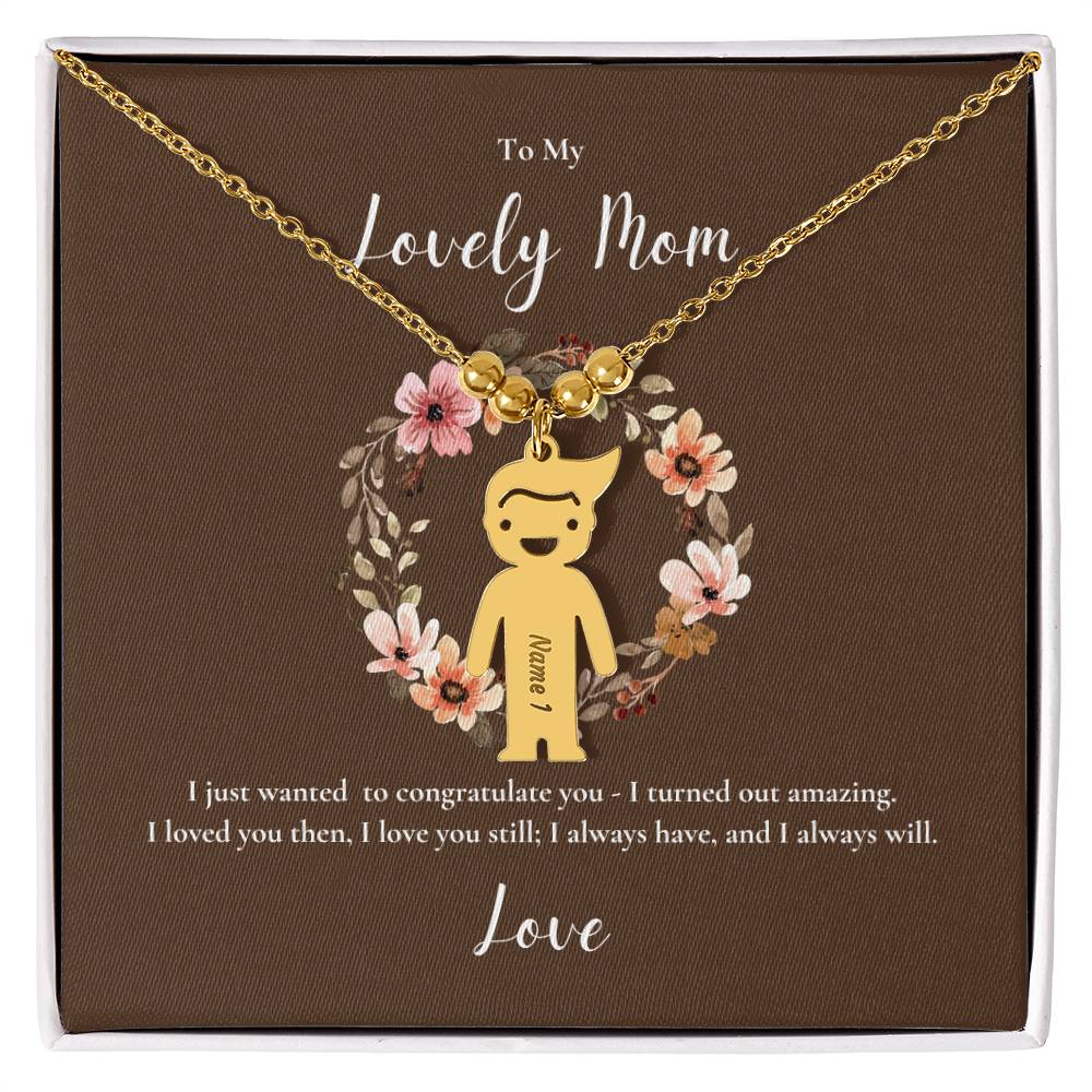 Engraved Kid Charm Necklace | To My Lovely Mom