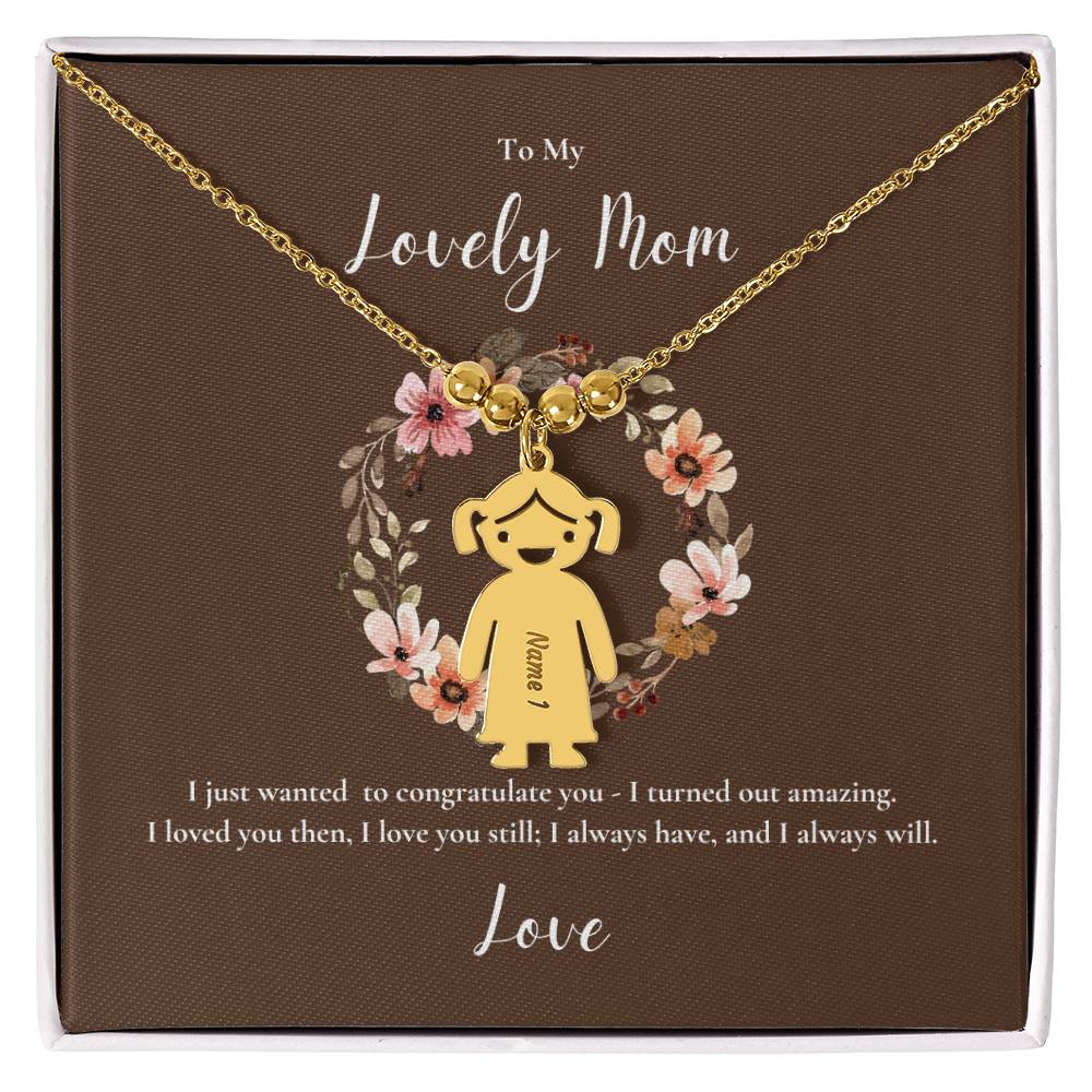 Engraved Kid Charm Necklace | To My Lovely Mom