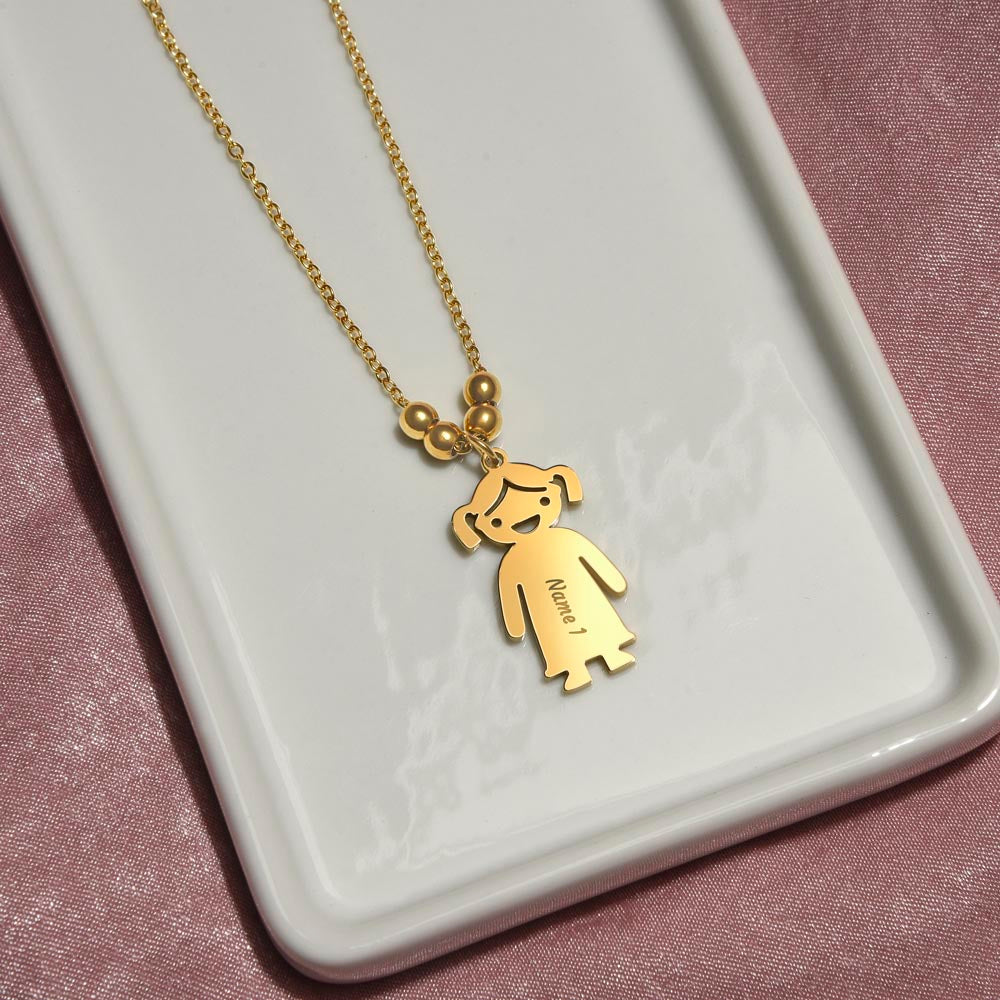 Engraved Kid Charm Necklace | To My Lovely Mom