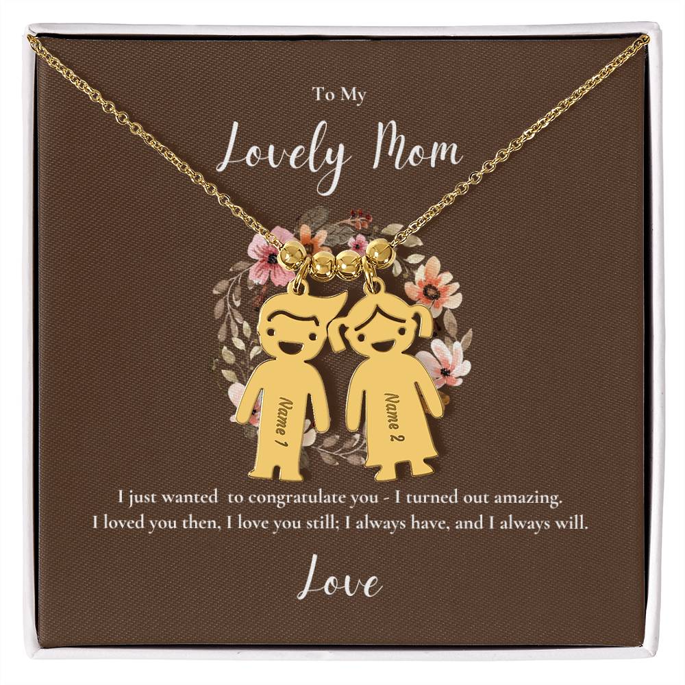 Engraved Kid Charm Necklace | To My Lovely Mom