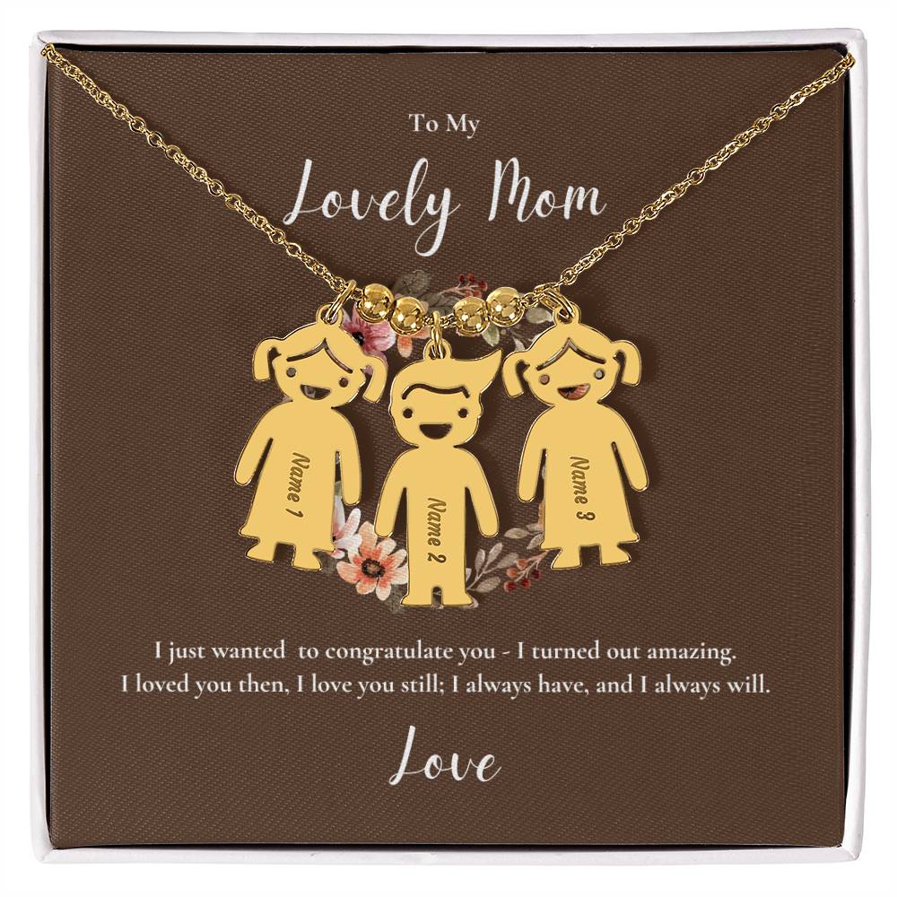 Engraved Kid Charm Necklace | To My Lovely Mom