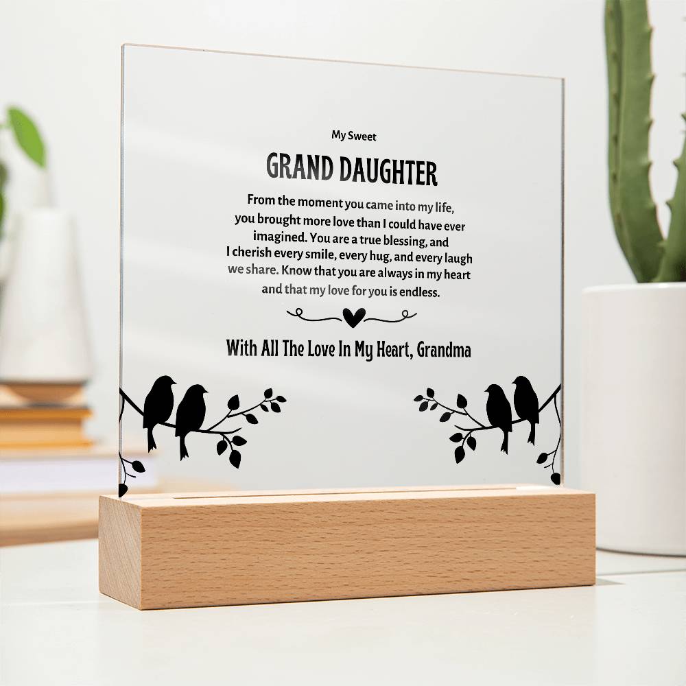 My Granddaughter | Acrylic Square Plaque | My Sweet Grand Daughter