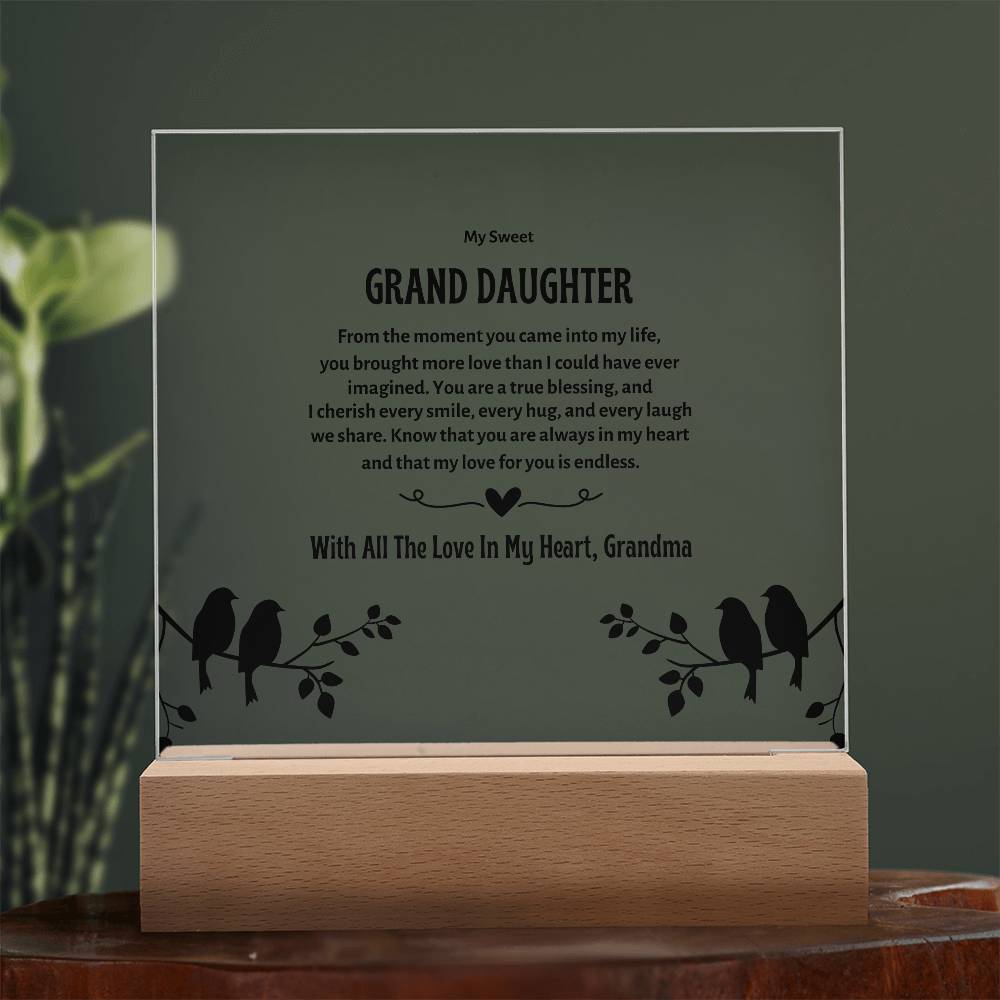 My Granddaughter | Acrylic Square Plaque | My Sweet Grand Daughter