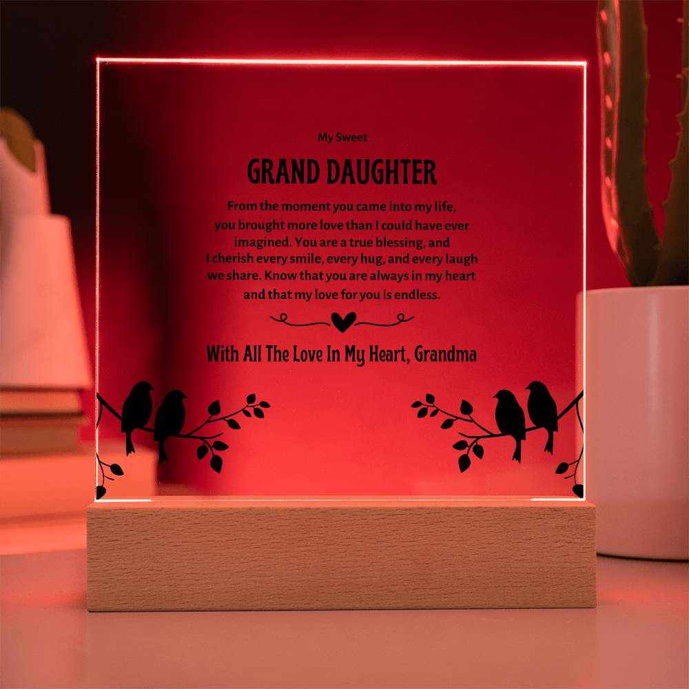 My Granddaughter | Acrylic Square Plaque | My Sweet Grand Daughter